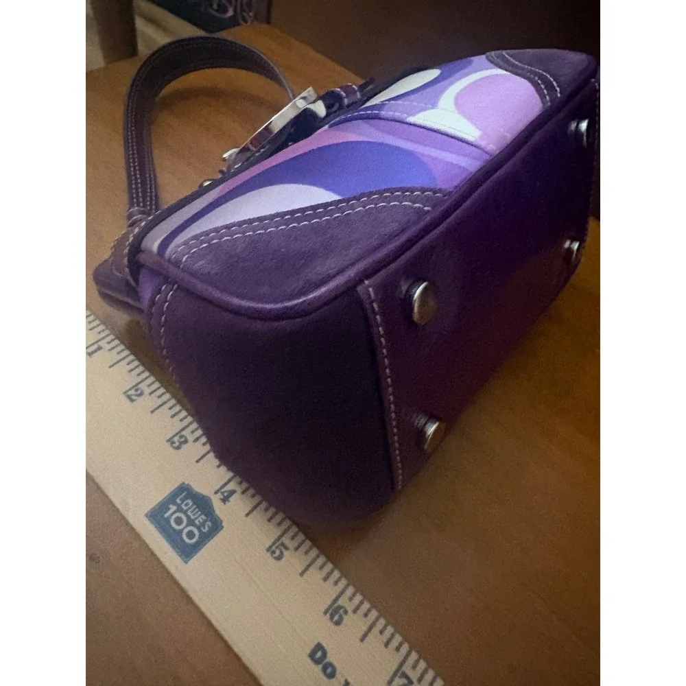 Coach 3582 Purple Op Art Kisslock Satchel Y2K Rare Buckle Bag Authentic